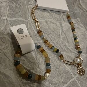LOFT Gold and Multicolor Beaded Bracelet and Necklace
